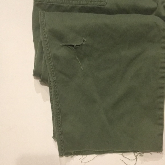 RL Vintage CARGO RALPH LAUREN WIDE LEG Army Green PANTS Raw Hem Size 12 - Picture 12 of 14